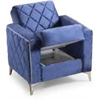 Xl Moebel Gmbh Wohnzimmer-Set Rautenförmigem Muster Schlafsofa Schlafsessel Blau