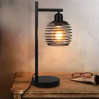 ZMH Tischlampe Metall E27 Max. 40W Nachttischlampe Vintage Tischleuchte Leselampe Schwarz für Schlafzimmer Wohnzimmer (Ohne Leuchtmittel)