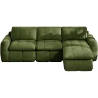URBAN MEUBLE Modulares Sofa mit drei Sitzplätzen, gesteppt, in grünem Chenille-Stoff, 264 cm