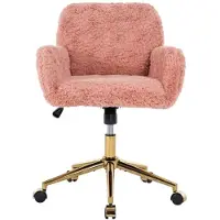 URBAN MEUBLE Rosa Bürostuhl aus Kunstfell, schwenkbar um 360° und höhenverstellbar