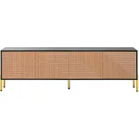 URBAN MEUBLE TV-Möbel im Holz- und Schwarz-Design mit geometrischem Muster, 4 Türen