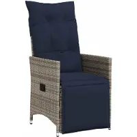 Syfax Gartensessel Verstellbar mit Kissen Grau Poly Rattan