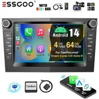 Insta24 Autoradio für Opel Astra Corsa Combo Meriva Vectra Zafira mit Android 14 GPS Navigation CarPlay Android Auto DAB+ 7 Zoll Touchscreen 4GB RAM 64GB Speicher