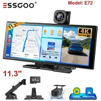 Insta24 Autoradio Carplay Android Auto Touchscreen Bluetooth USB MP3 DVR Freisprechanlage AUX Speicherkarte 7 bis 11 Zoll Display für Universal 11 3 E72 + DVR + 64G Kart