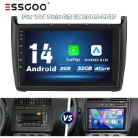 Insta24 Autoradio 9 Zoll Touchscreen für VW Polo 6R 6C 2009-2017 Android 14 mit Carplay Android Auto GPS Navi 32GB Bluetooth WiFi 2 DIN 4x45 Watt Freisprechanlage