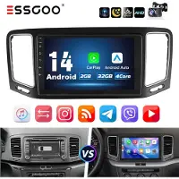 Insta24 Autoradio Android 14 für VW Sharan II SEAT Alhambra II 2010-2022 9 Zoll GPS Navi Carplay Android Auto Touchscreen Bluetooth WiFi 2 DIN Einbau