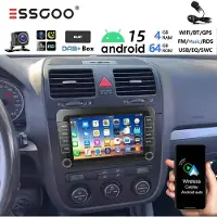 Insta24 Autoradio 7 Zoll Touchscreen Android 15 mit GPS Navigation DAB Carplay Android Auto für VW Golf Polo Passat Touran Caddy Tiguan 4x45W 4GB RAM 64GB Speicher