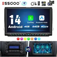 Insta24 Autoradio 9 Zoll Touchscreen Android 14 mit Apple Carplay Android Auto GPS Navigation DAB+ Bluetooth 4GB 64GB 4x45 Watt für VW Golf 5 6 Tiguan Touran Polo