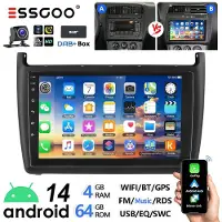 Insta24 Autoradio für VW Polo 6R 6C 2009-2017 9 Zoll Touchscreen Android 14 Carplay Android Auto GPS Navi DAB+ Bluetooth WiFi 4GB RAM 64GB Speicher 2 DIN