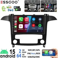 Insta24 Autoradio 9 Zoll Touchscreen Android 15 für Ford S-Max WA6 2006-2014 GPS Navi Apple Carplay Android Auto 2GB RAM 64GB Speicher Bluetooth WLAN 4x45W