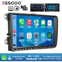 Insta24 Autoradio 9 Zoll Android 14 Carplay für VW Golf 5 6 Polo Passat Touran mit GPS Navigation Freisprechanlage Bluetooth WLAN 4GB RAM 64GB Speicher 2 DIN