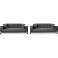 Xl Moebel Gmbh s graues Sofa-Set, Designermodell, 3-Sitzer, moderne Polstersofa