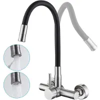 Merkloos Wandmontierter Küchenarmatur mit flexiblem Auslauf und 2 Wasserstrahlen