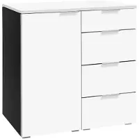 Hasena Kommode Qunito Schwarz-Weiß mit Schubladen zerlegt, zerlegt (zum Selbstaufbau) 90x49x85 cm – Selezione