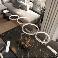ZMH Pendelleuchte LED Pendellampe Dimmbar mit Fernbedienung 55W Esstischlampe Esstisch Weiß Hängelampe Ring Höhenverstellbar Esszimmerlampe