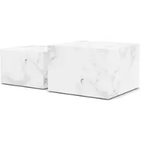 Pillovely Couchtisch Set Quadrato aus Marmor, 2 Tische 58x58 cm, unterschiedliche Höhen