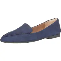A. Essentials Damen Flacher Loafer, Marineblau Mikro Wildleder, 44 EU Weit