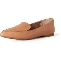 A. Essentials Damen Flacher Loafer, Kamelbraun Kunstleder, 38.5 EU Weit