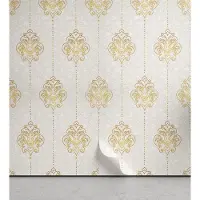 KOZMOS TEKSTİL VE GERİ DÖNÜŞÜM SANAYİ TİCARET LİMİTED ŞİRKETİ ABAKUHAUS Jahrgang abziehbare & klebbare Tapete für Zuhause, Dekorative Tracery Punkte, selbstklebendes Wohnzimmer Küchenakzent, 33 cm x 250 cm, Braun Gelb Weiß