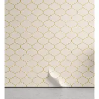 KOZMOS TEKSTİL VE GERİ DÖNÜŞÜM SANAYİ TİCARET LİMİTED ŞİRKETİ ABAKUHAUS neutrale Farbe abziehbare & klebbare Tapete für Zuhause, Marokkanische Ethnic Grid, selbstklebendes Wohnzimmer Küchenakzent, 33 cm x 180 cm, Eischale Dunkler Senf