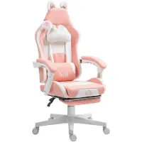 HOMCOM Gaming Stuhl Ergonomischer Gamer Stuhl mit Lendenwirbelstütze, Fußstütze
