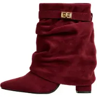 Super Mode Damen Stiefeletten mit Absatz, spitzer Schuhspitze, Reißverschluss und Schnallen