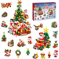 OCreon Adventskalender, Weihnachtsbaum-Bausatz, Countdown-Stein für die Weihnachtszeit, Spielzeug mit 24 Überraschungsfächern, Familienaktivität für Weihnachten