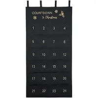 Merkloos Adventskalender Wandbehang Stoff - 24 Taschen - 118 x 58 cm - Schwarz - Zum Befüllen