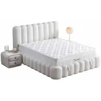 AEA Weiches Bett Weiß Kopftein Hebemechanismus Matratze 2x Nachttischen