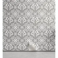 KOZMOS TEKSTİL VE GERİ DÖNÜŞÜM SANAYİ TİCARET LİMİTED ŞİRKETİ ABAKUHAUS irisch abziehbare & klebbare Tapete für Zuhause, Königliche Blumen Kurven Tile, selbstklebendes Wohnzimmer Küchenakzent, 33 cm x 180 cm, Grau und Weiß