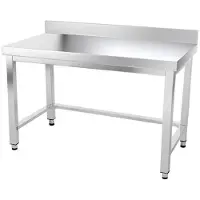GOLDINOX Arbeitstisch aus Edelstahl, 1600 x 600 mm, mit Rückenverstärkung, –
