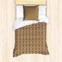 KOZMOS TEKSTİL VE GERİ DÖNÜŞÜM SANAYİ TİCARET LİMİTED ŞİRKETİ ABAKUHAUS Abstrakt Bettbezug Set für Einzelbetten, Klassische Geometrische Formen, Milbensicher Allergiker geeignet mit Kissenbezug, 135 cm x 200 cm - 80 x 80 cm, Beige und Schokolade
