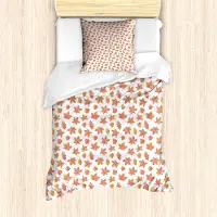 KOZMOS TEKSTİL VE GERİ DÖNÜŞÜM SANAYİ TİCARET LİMİTED ŞİRKETİ ABAKUHAUS Blätter Bettbezug Set, Eiche Pappel Buche Ahorn Aspen und Rosskastanie Blatt-Muster, 135 x 200 cm + 80 x 80 cm, Dark Salmon Dunkler Pfirsich