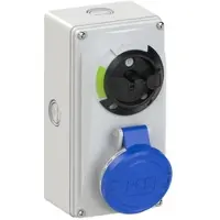 Pce 6114-9k CEE-Steckdose abschaltbar kompakt 16A 4p 9h IP44/IP54 Knock Out 61149k