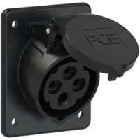 Pce 414-6f8x CEE-Anbausteckdose schräg (80x97mm) 16A 4p 6h IP44/IP54 schwarz 4146f8x