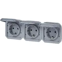 Legrand 069578L Plexo New Einsatz 3fach vorverdrahtete SSDO horizontal, SL, EB, IP44, IK08, Grau