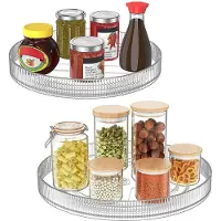 Markenlos Drehtablett 360 Grad aus Kunststoff, transparent, 24 und 27 cm, 2er-Set