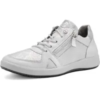 Ara Slip-On Sneaker "ROMA", Damen, Gr. 6,5, Textil, weiß (weiß, silberfarben), Glattleder, Textil, Reptilienprägung, Schuhe Slip-On Sneaker, Freizeitschuh, Halbschuh, Schnürschuh mit Logoprägung
