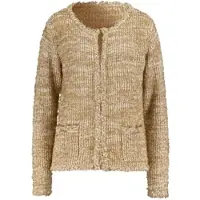 Création L Cardigan "Strickjacke Strickjacke im soften Material-Mix", Damen, Gr. 44, beige (champagner), Elegant, Rundhals, Strickjacken Cardigan
