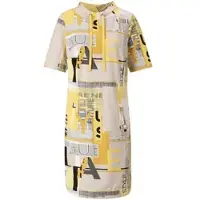 Witt Weiden Sommerkleid WITT "Shirtkleid Jerseykleid mit Lettering-Print", Damen, Gr. 40, N-Gr, gelb (ocker, sand, bedruckt), Modisch, Kleider Sommerkleid