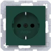 Hager WAS1400C07 Steckdose SCHUKO, erhöhter Berühr.schutz, Schraub-Liftkl., A.x/C.x, jade, hg