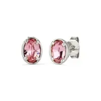 Elli Paar Ohrstecker "Ohrringe Ohrstecker Oval Rosa 925 Sterling Silber, mit Kristallen von Swarovski" Gr. 7, silber, Ohrringe, Damen, 7, Silber 925 (Sterlingsilber), Paar Ohrstecker
