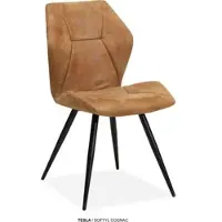 Omg Design Esszimmerstuhl "Tesla", braun (cognac, schwarz, cognac), B:52cm H:90cm T:62,5cm, Polyester, Stühle, Esszimmerstuhl, Esszimmerstuhl, pflegeleichter Bezug