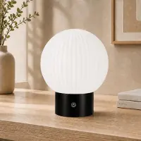 ZMH Tischlampe Kabellos Nachttischlampe LED Akku Tischleuchte Weiß Dimmbar Touch Lampe Aufladbar Batterie USB Tischlampen Rund Glas Tischleuchten