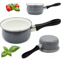 Tragar Emaillierter Stieltopf Grau 600ml 12cm