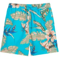 Superdry für Herren. M3010232A Blaue Badehose mit Hawaii-Print (L), Strandbekleidung, Recyceltes Polyester, Nachhaltig