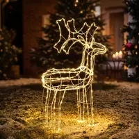 Salcar LED Gartenleuchte 60cm Rentier Weihnachtsdeko Außen Hirsch Beleuchtet LED Dekolicht, 8 Modi, Spritzwassergeschützt, Warmweiß