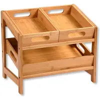Merkloos Küchenregal Bambus Küchenbord - 3 Körbe - 39,5 x 26 x 35,5 cm - Braun