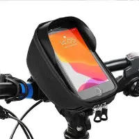 Unyqoos Fahrrad-Lenkertasche mit Handyfach – wasserdichte Rahmentasche 18 x 9 x 8 cm, TPU-Touchscreen, Regenhülle, EVA, 3 Klettverschlüsse, für Smartphones bis 6,7 Zoll