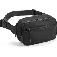 Unyqoos Bauchtasche aus Canvas – kleine, verstellbare Gürteltasche & Crossbody-/Brusttasche für Damen & Herren, schwarz, mit Nackentasche